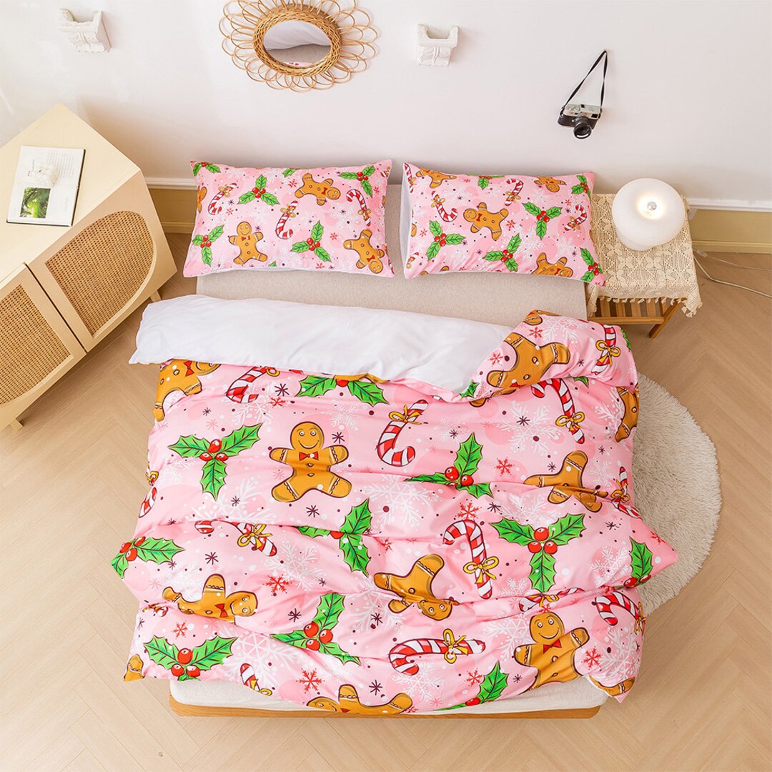 3D Christmas Duvet Covers Set Cookie Quilt Cover Pink Etsy