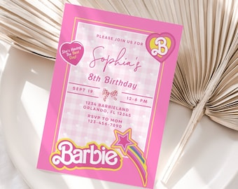 Pink Doll Birthday Invitation | Hot Pink Party Theme (Digital Download)