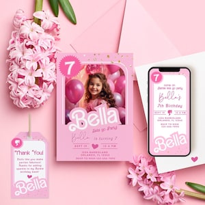 Doll Party Invitation | Doll Birthday Party | Hot Pink Birthday Party Invitation | Pink Doll Birthday Invitation | Doll Invitation| Template