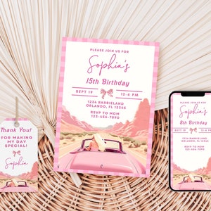 Doll Party Invitation | Doll Birthday Party | Hot Pink Birthday Party Invitation | Pink Doll Birthday Invitation | Doll Invitation| Template