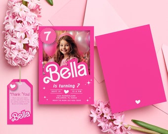 Doll Party Invitation | Doll Birthday Party | Hot Pink Birthday Party Invitation | Pink Doll Birthday Invitation | Doll Invitation| Template