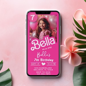 Doll Party Invitation | Doll Birthday Party | Hot Pink Birthday Party Invitation | Pink Doll Birthday Invitation | Doll Invitation| Template