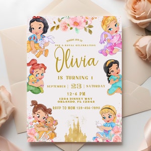 Princess Birthday Invitation | Royal Celebration Invite Custom Editable Template Printable Instant Download Digital | Disney Princess Invite