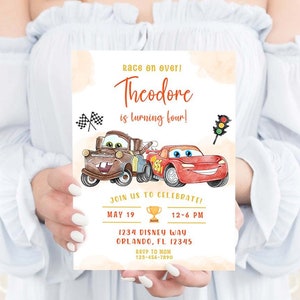 Cars Birthday Party Invitation | Cars Lightning Birthday Invite | McQueen Birthday Party Invitation |  Boy 5th Birthday Party Invite |