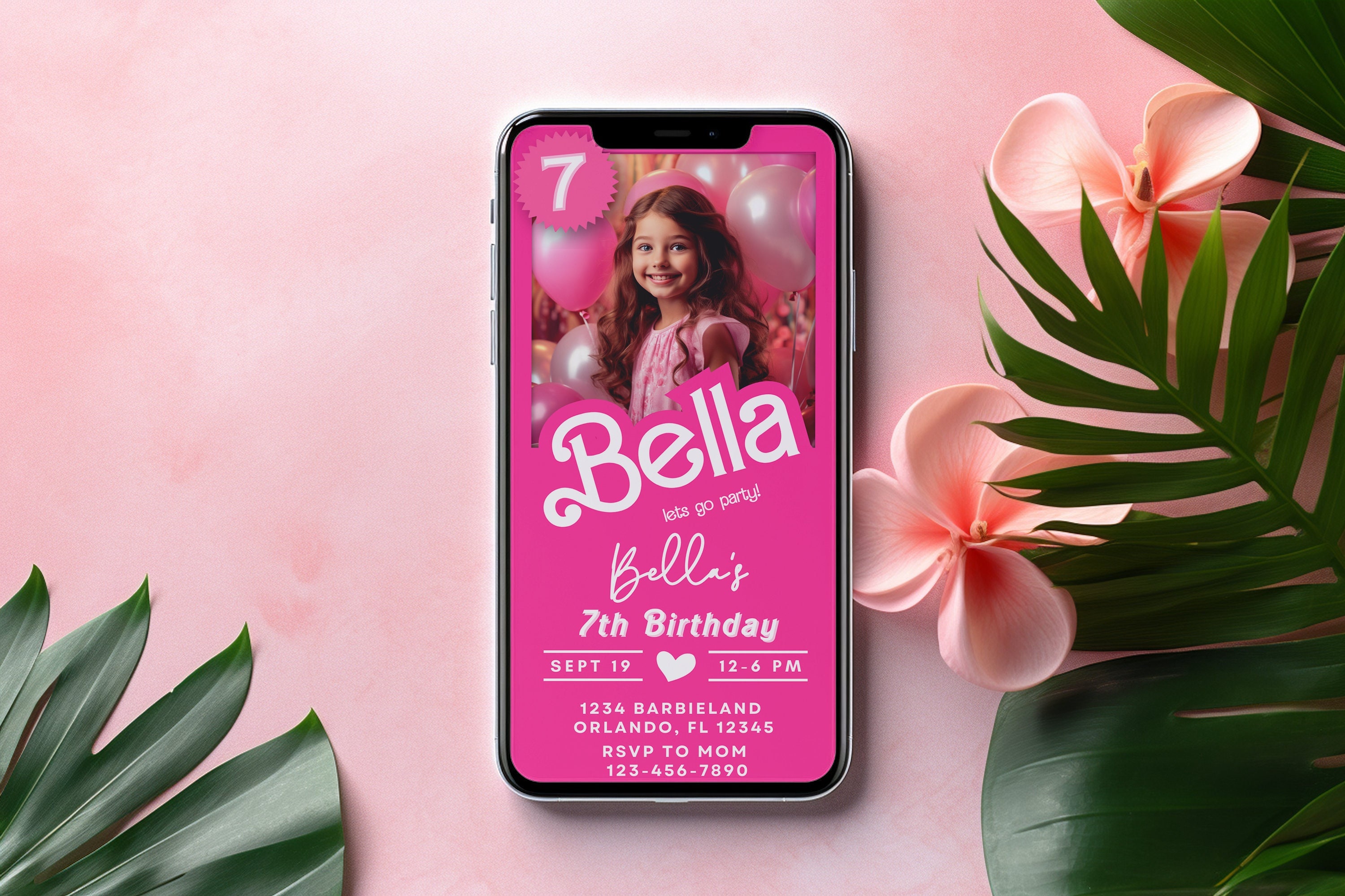 Doll Party Invitation | Doll Birthday Party | Hot Pink Birthday Party Invitation | Pink Doll Birthday Invitation | Doll Invitation| Template
