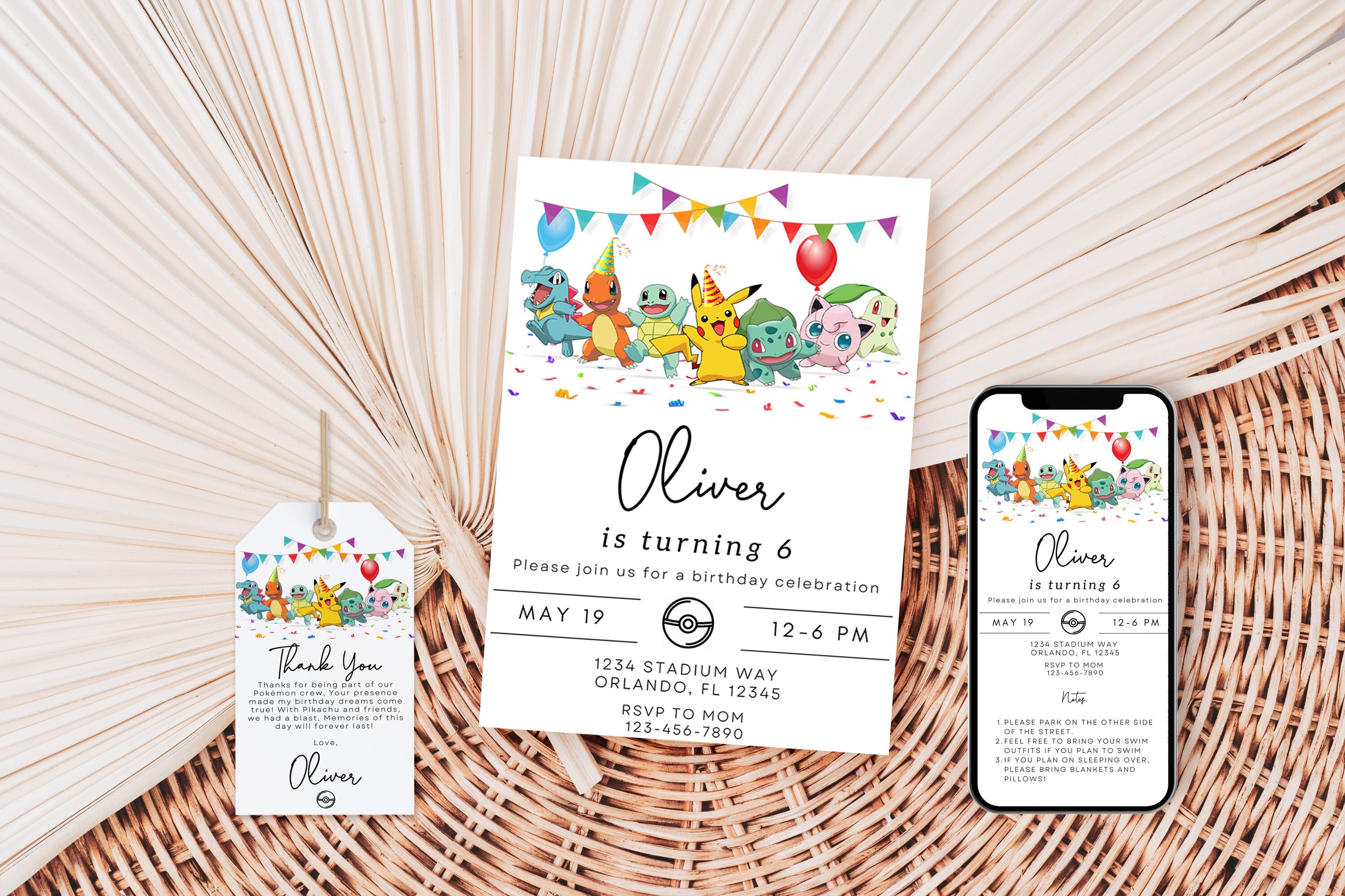 Pokemon Birthday Invite | Printable Birthday Invitation | Modern 5 Year Old Birthday Invitation | Birthday Invite | Modern Birthday Theme