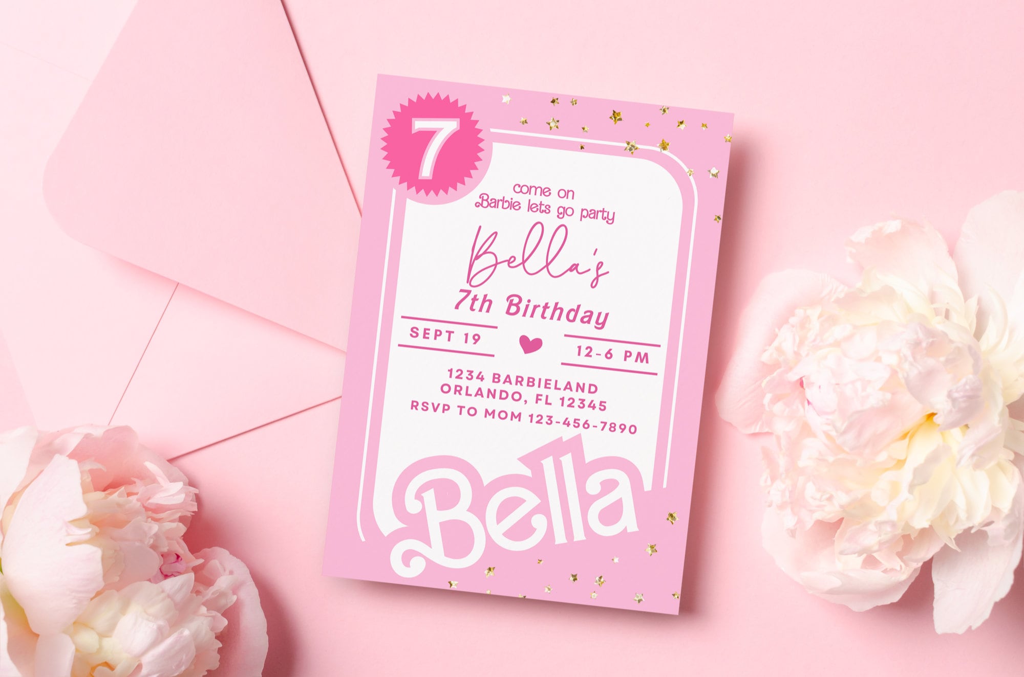 Doll Party Invitation | Doll Birthday Party | Hot Pink Birthday Party Invitation | Pink Doll Birthday Invitation | Doll Invitation| Template