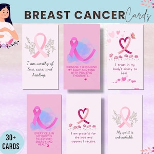 Cartes d'affirmation pour le cancer du sein | Cartes d'affirmation positive pour la sensibilisation au cancer du sein | Citations positives imprimables | Soutien contre le cancer | Cadeau