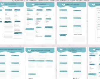 Registro de comunicación del cuidador / Organizador de salud y medicamentos familiares (imprimible)