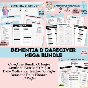Dementia Caregiver Bundle: Checklists, Planner, Medication Tracker (Printable)