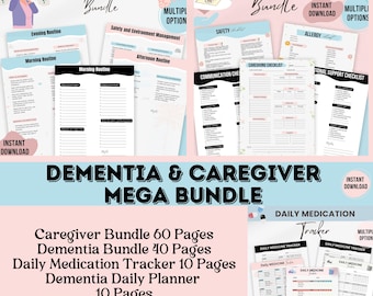 Dementia Caregiver Bundle | Checklists, Planner & Medication Tracker Printable PDF