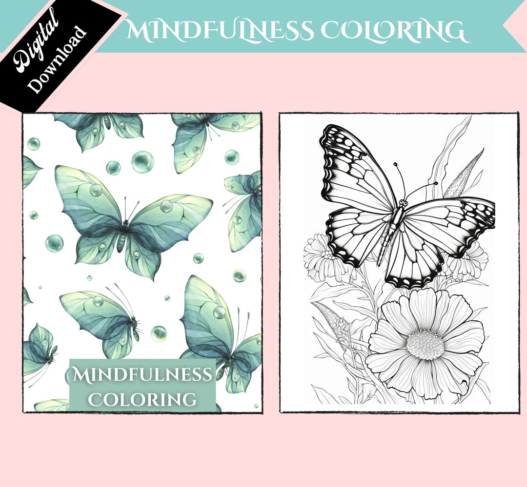 Mindfulness Coloring Butterfly Coloring Pages Coloring for Relaxation
