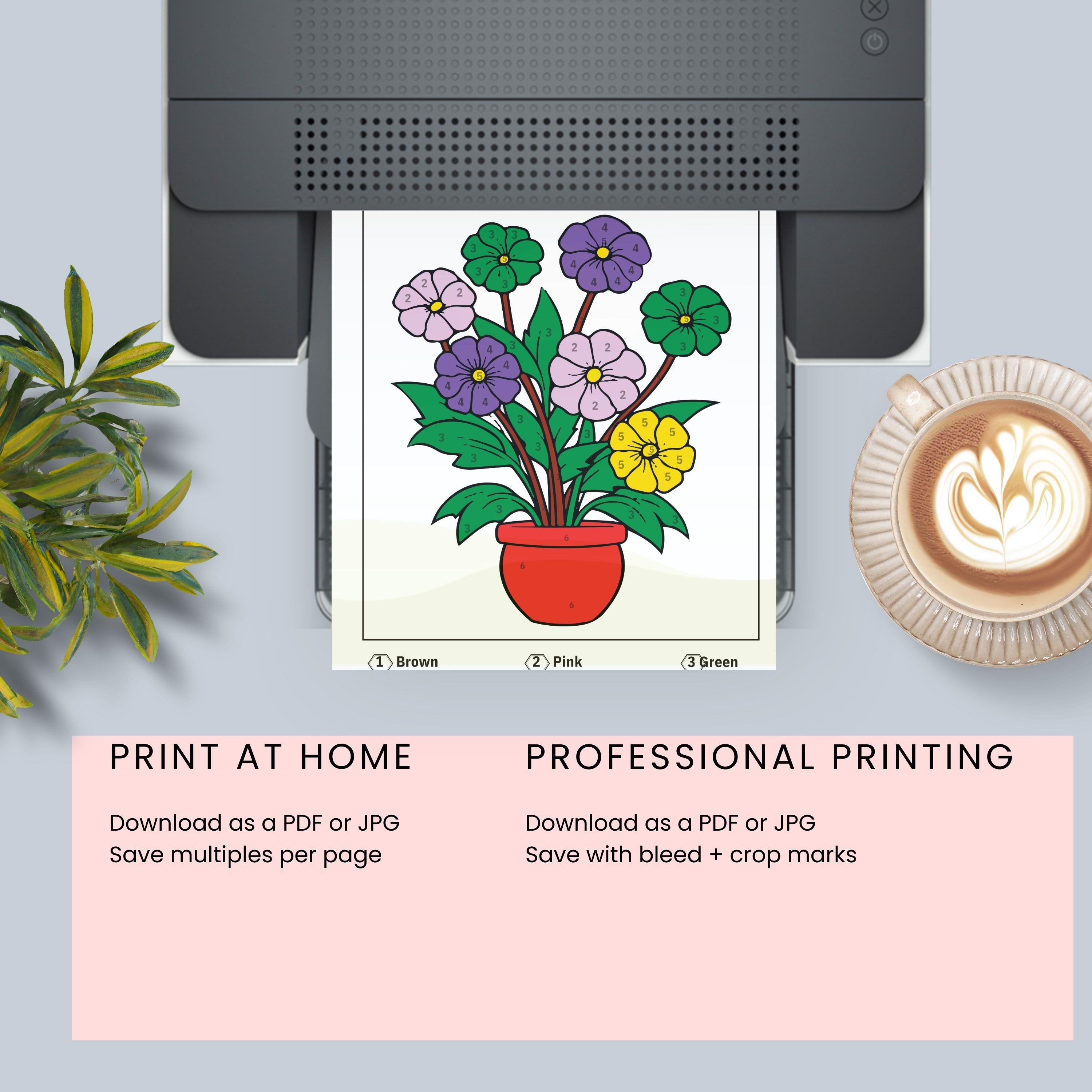 Flower Color by Number Pages: 50 Printable Adult Coloring Sheets (PDF ...