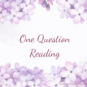 May include: A white background with a purple floral border. The text "One Question Reading" is written in burgundy.
