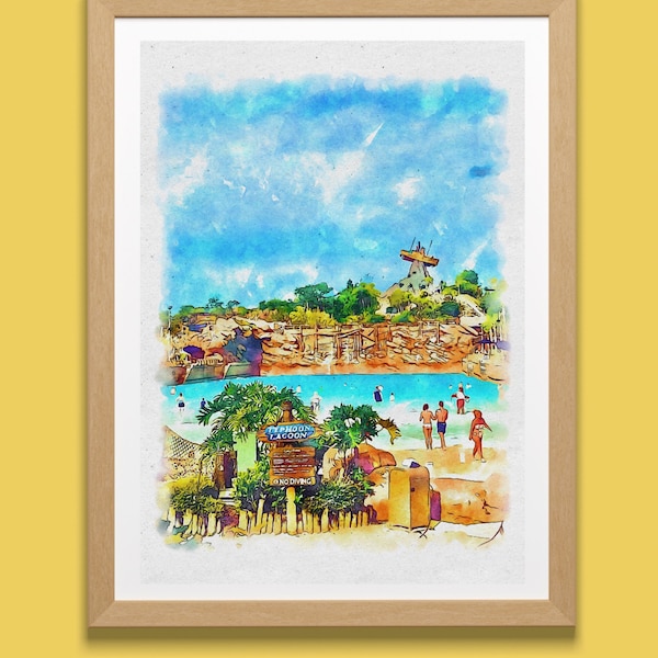 Disney’s Typhoon Lagoon Watercolour Print, Disney Print, Wall Art