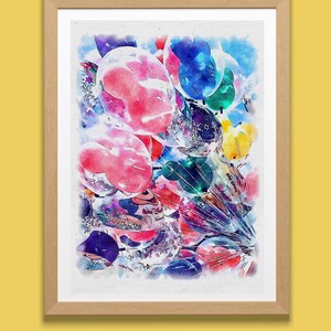 Aquarelprint Disney-ballonnen, Disney-print, muurkunst