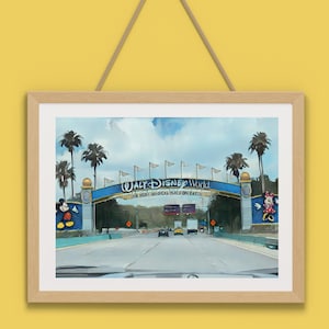 Disney World-ingangsbord Toon-print, Disney-print, muurkunst