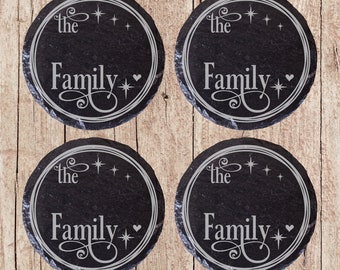 Custom Set of Slate Coasters With Family Monogram