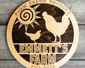 Wood Laser Cut Farm Sign Personalizable