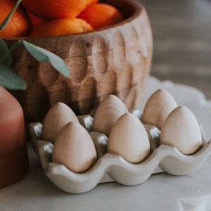 Concrete Egg Crate w/ Six Dyeable Wooden Eggs