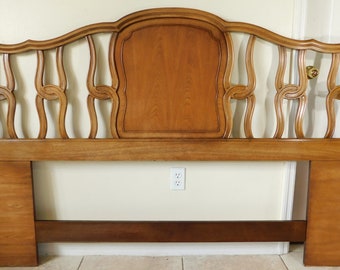 Vintage Mid Century Drexel Furniture Oak Wood King Size Headboard