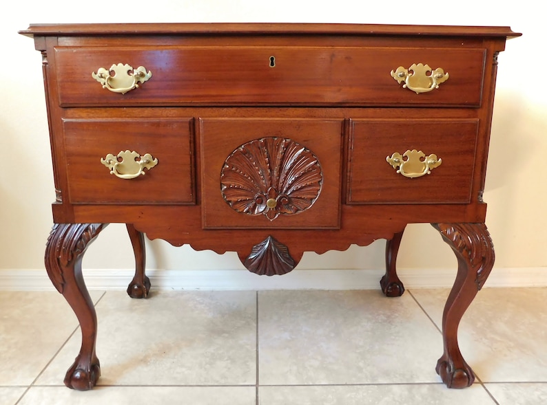Mahogany Wood Ball & Claw Lowboy Chest of Drawers Dresser End Table Etsy