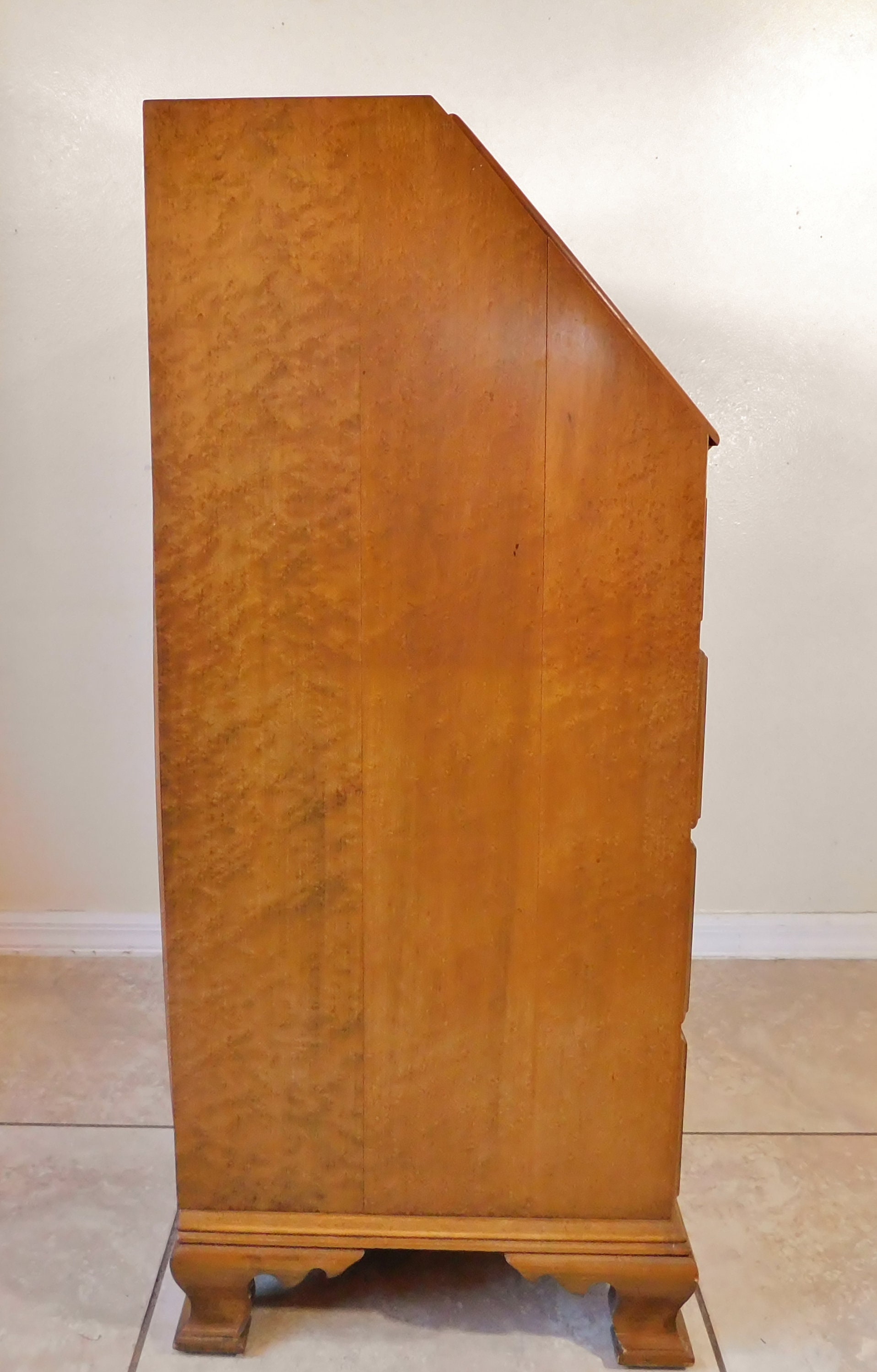 Antique Beals Furniture Solid Maple Rock Slant Top Secretary Writing