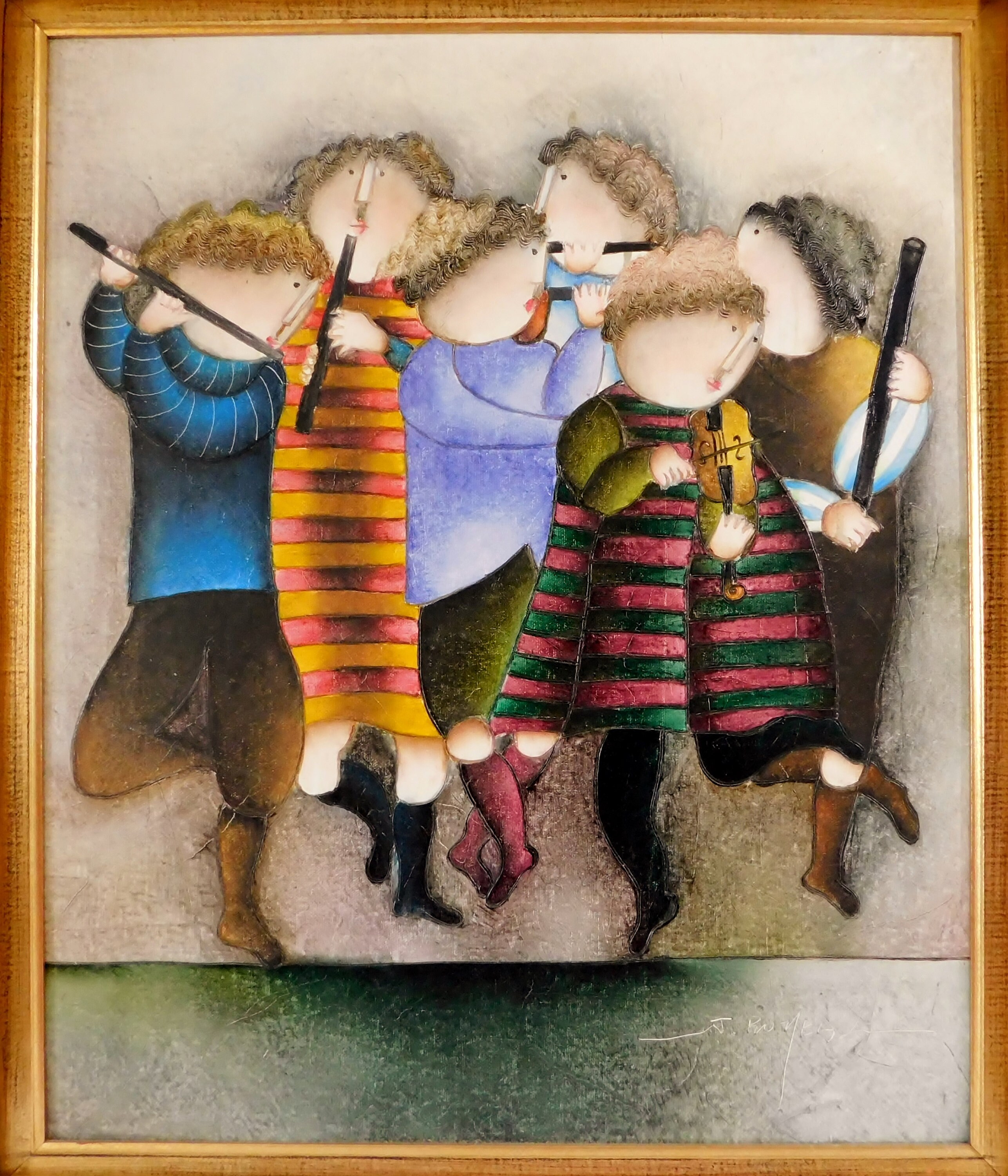 J Roybal ジェイ・ロイバル 油彩画 F6号 音楽隊