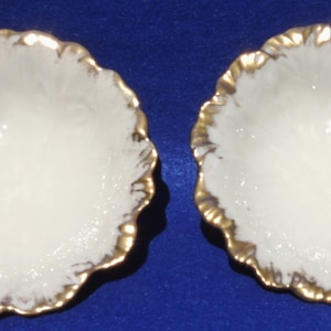 Lenox 6&quot; Woodland Leaf Ivory Porcelain 24k Gold Trim Serving Bowls - a Pair