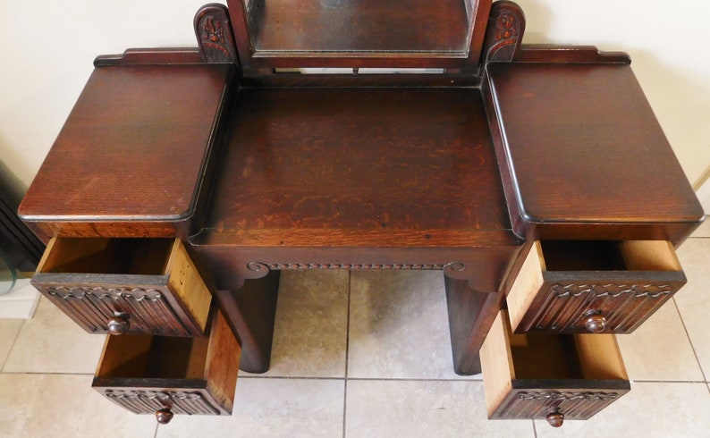 Vintage Mid Century Modern Solid Mahogany Wood Vanity With Mirror - Etsy