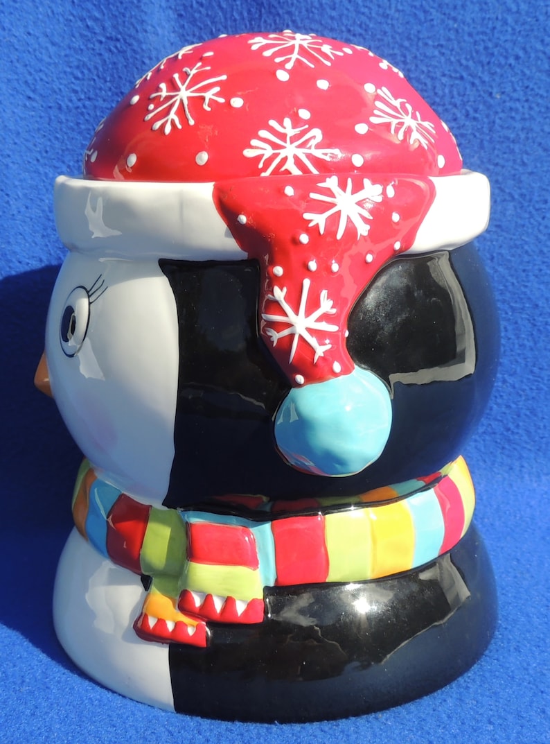 Adorable Figural Ceramic Christmas Penguin Cookie Jar Etsy