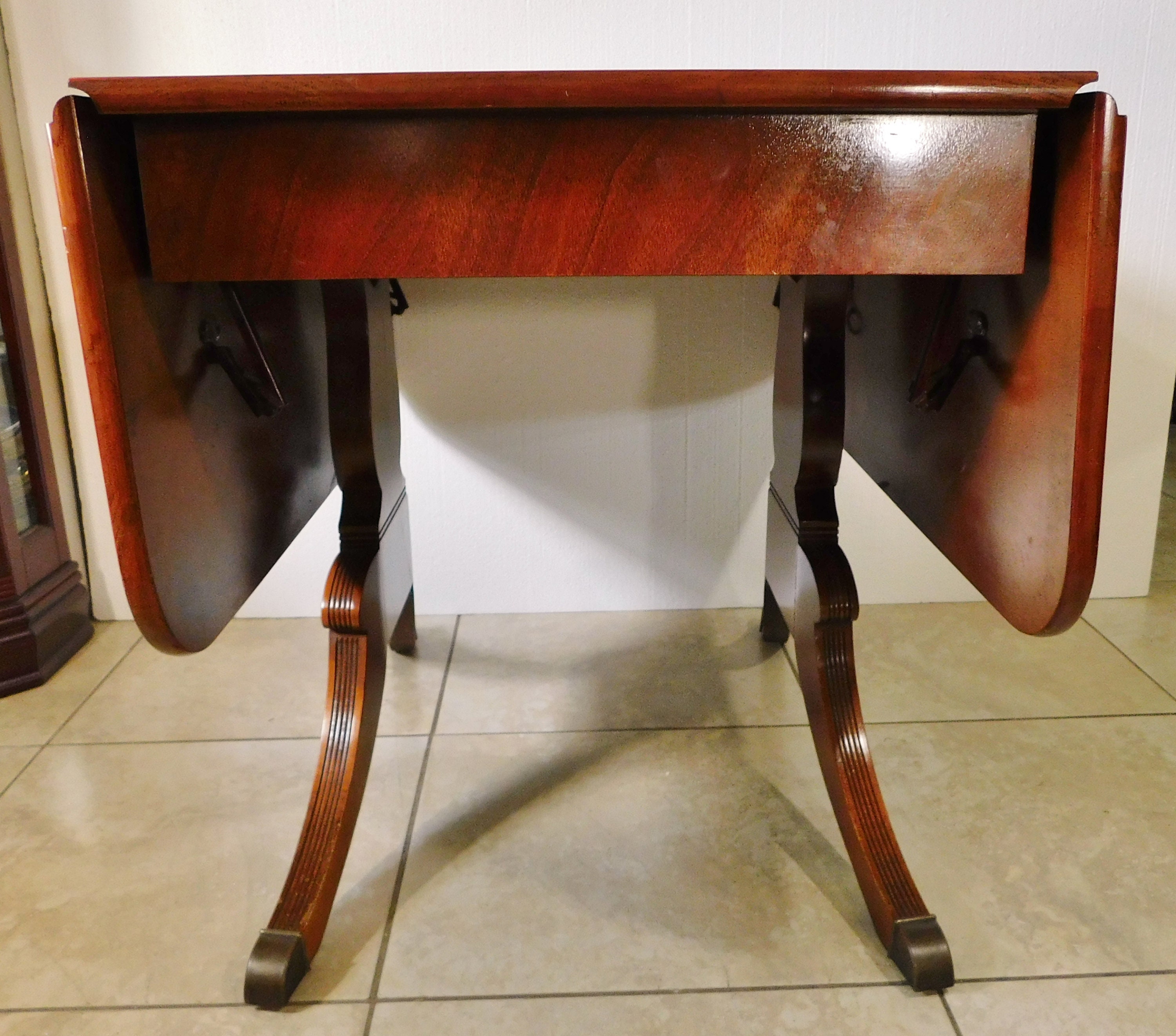 Vintage Mid Century Duncan Phyfe Mahogany Wood Drop Leaf Dining Table ...