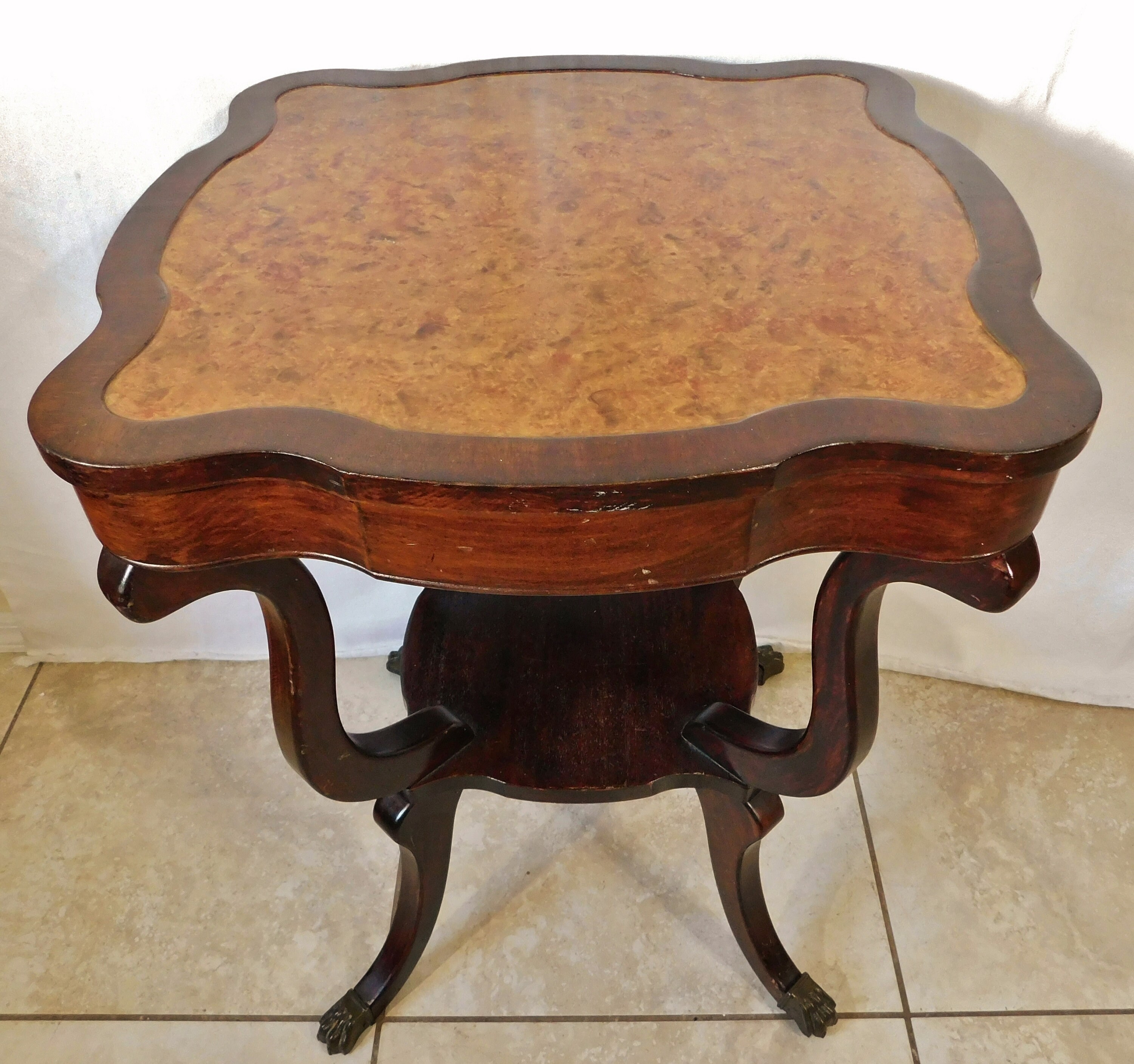 Antique Early 1900s Two Tiered Mahogany & Burl Wood Scalloped - Etsy