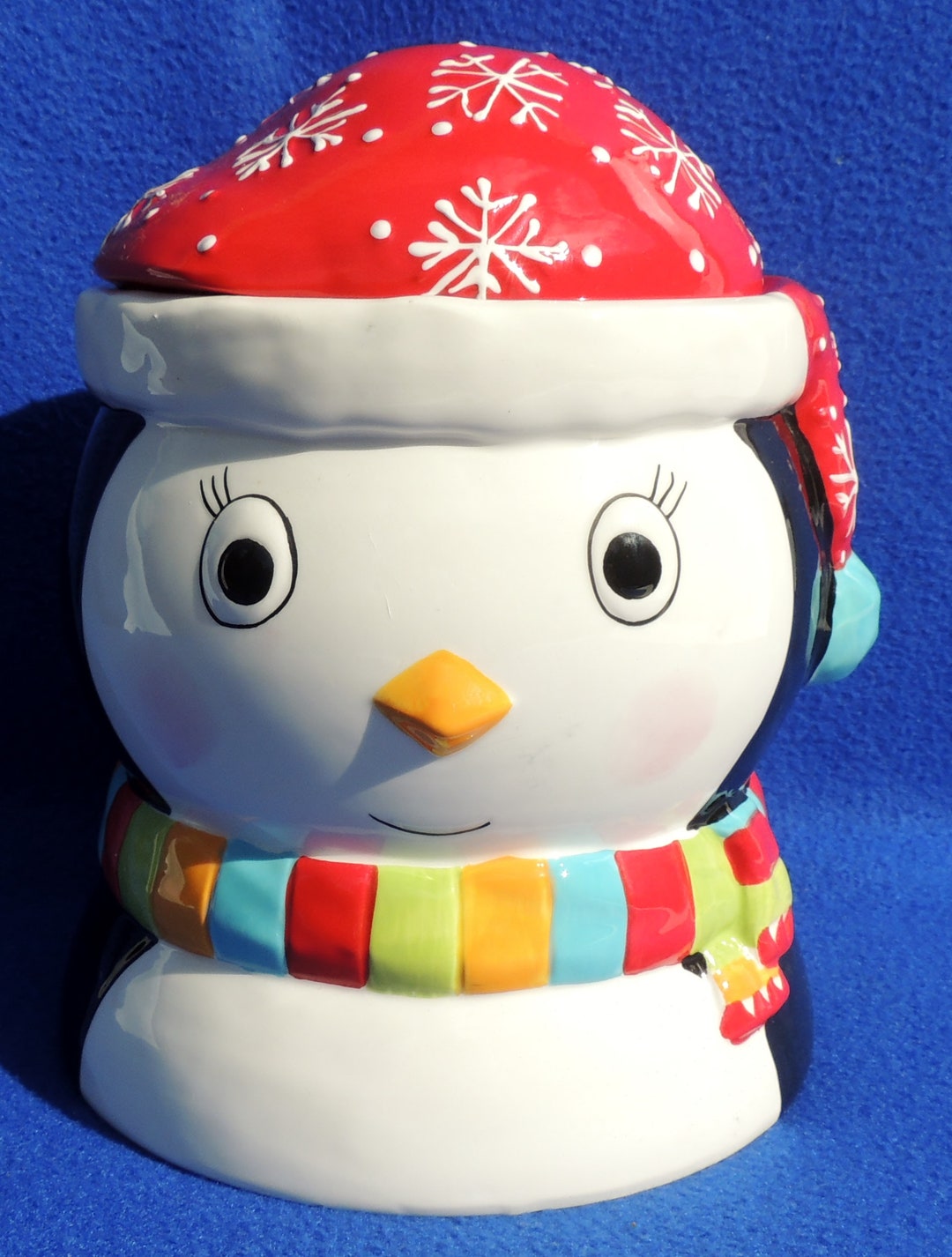 Adorable Figural Ceramic Christmas Penguin Cookie Jar Etsy