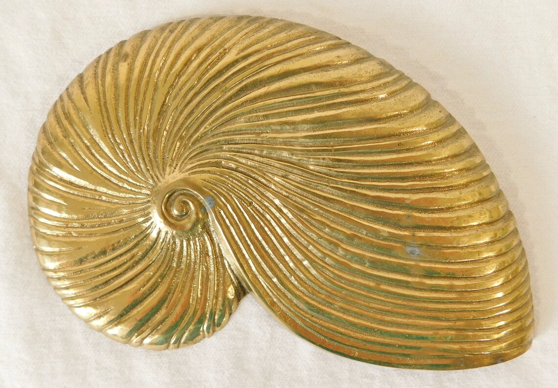 Vintage Solid Brass Palm Beach Style Ornate Seashells Conch Starfish ...