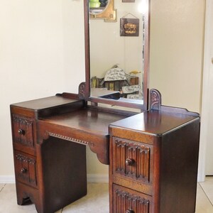 Vintage Mid Century Modern Solid Mahogany Wood Vanity With Mirror - Etsy