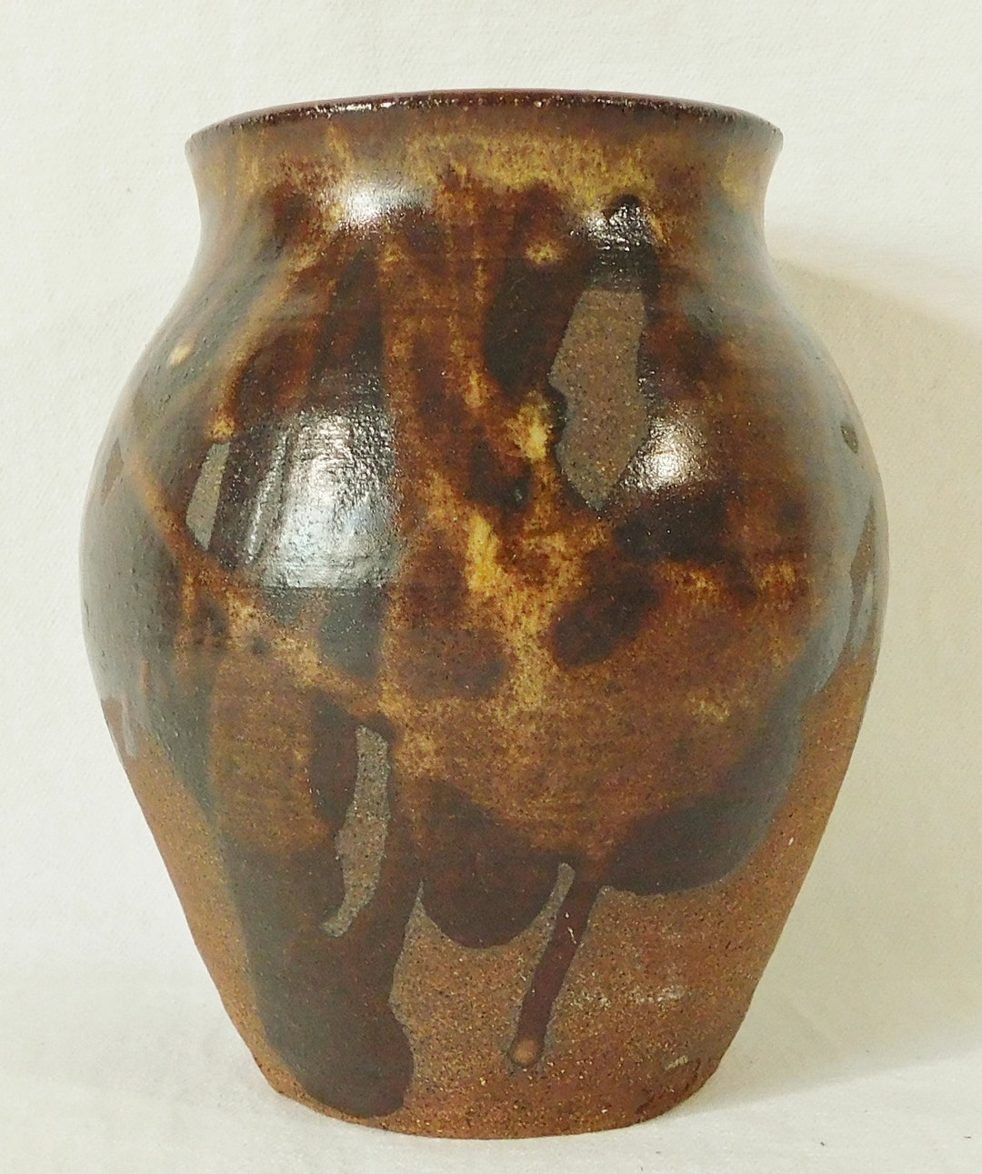 Vintage Studio Sand Art Pottery Drip Glaze Ginger Jar Vase Signed ...