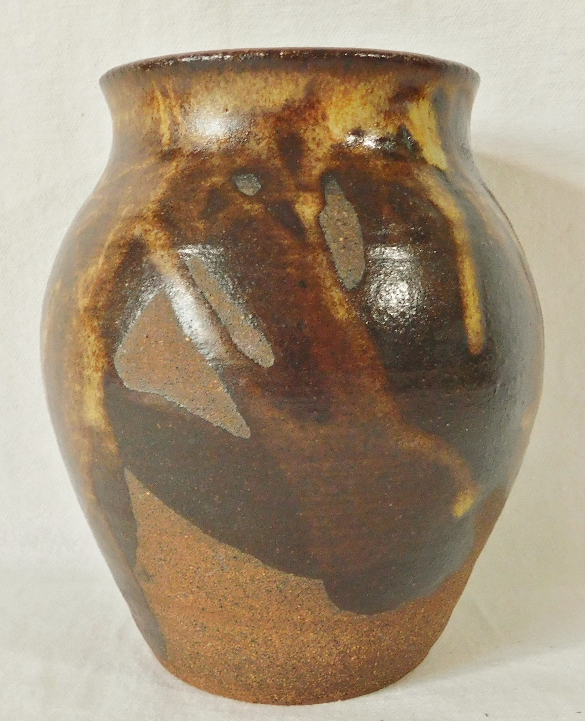 Vintage Studio Sand Art Pottery Drip Glaze Ginger Jar Vase Signed ...