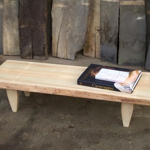 Wabi sabi bench. Solid wood Entryway bench. Industrial style console. Low decorative bench.  Japandi long seating. Ash wood bench.