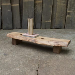 Reclaimed Oak Low Console Table: Wabi Sabi Rustic Bench
