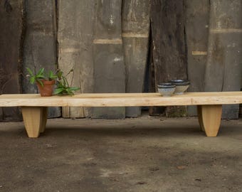 Handcrafted Ash Wood Wabi-Sabi Bench: Low Entryway Console