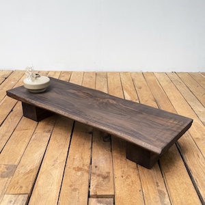Fumed Oak Tea Ceremony Table, Cha Dao Low Table, Live Edge Wabi Sabi Chabudai
