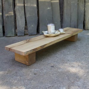 Reclaimed Oak Low Bench: Wabi-Sabi Rustic Console Table