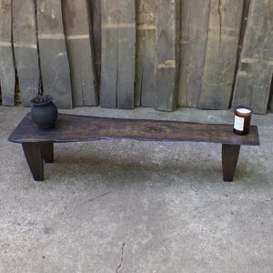 Handmade Reclaimed Oak Bench: Wabi Sabi Rustic Console Table