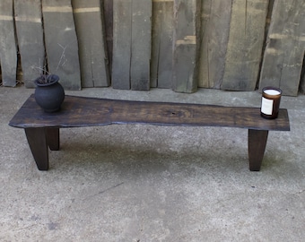 Handmade Reclaimed Oak Bench: Wabi Sabi Rustic Console Table