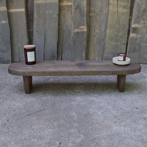 Wabi Sabi Reclaimed Oak Console Table: Low Bench, Grey Wood