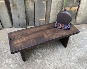Wabi Sabi Coffee Table: Solid Ash, Dark Brown Japanese Style