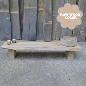 Handmade Solid Oak Low Bench: Japandi Wabi Sabi Style