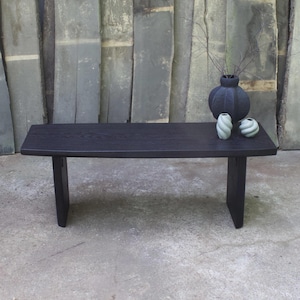 Wabi Sabi Solid Oak Bench: Rustic Dark Wood Console Table