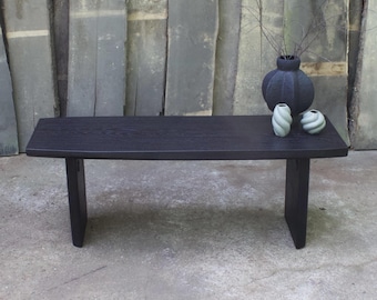 Wabi Sabi Solid Oak Bench: Rustic Dark Wood Console Table